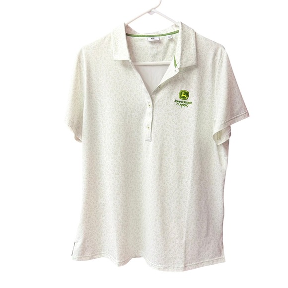 FootJoy Other - FootJoy Polo Shirt Men XL White Green John Deere Classic Farm Print Short Sleeve